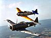 Two T-6 Texans flying over Pennsylvania